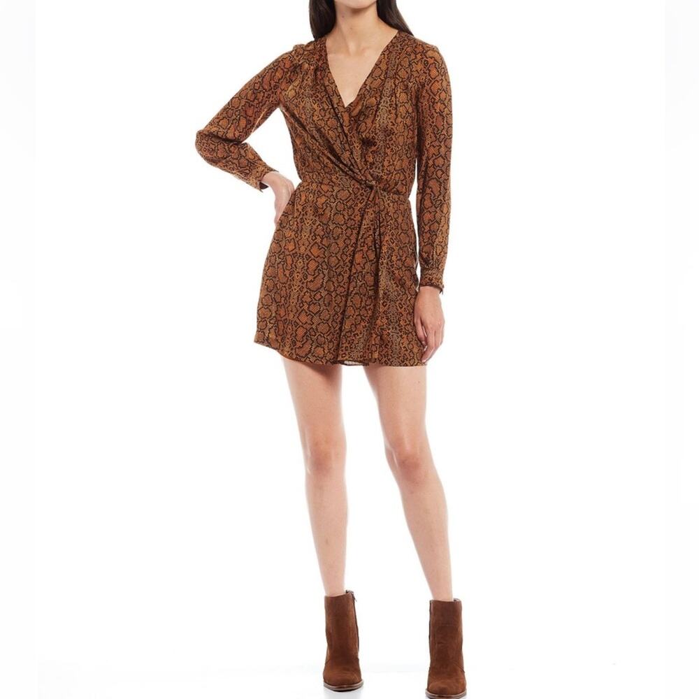 French Connection Snake Print Erina Drape Mini Dress Sz 4